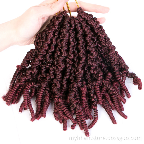 10 Pcs 8 inch 15 Roots Synthetic Braiding Hair Extensions Ombre color Black Brown Crochet Hair Curly Pre-twisted Braids